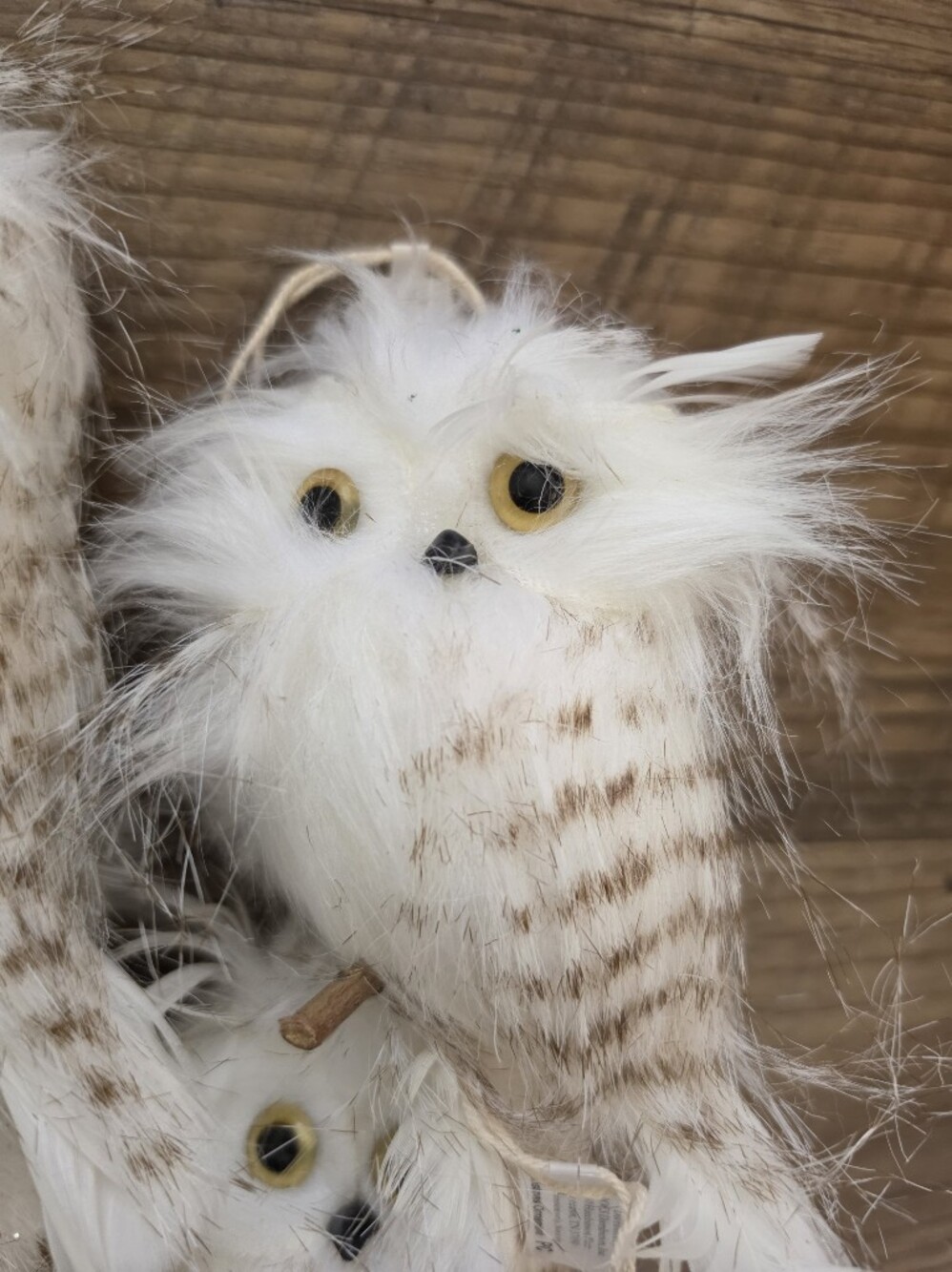 Cracker Barrel White and Brown Feather Owl Ornaments - Set of 12 Plush Birds - Picture 2 of 4